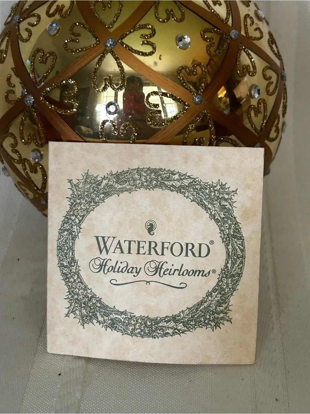 Waterford Crystal Holiday Heirlooms Gold Celtic Glass Ball Hand Blown Ornament